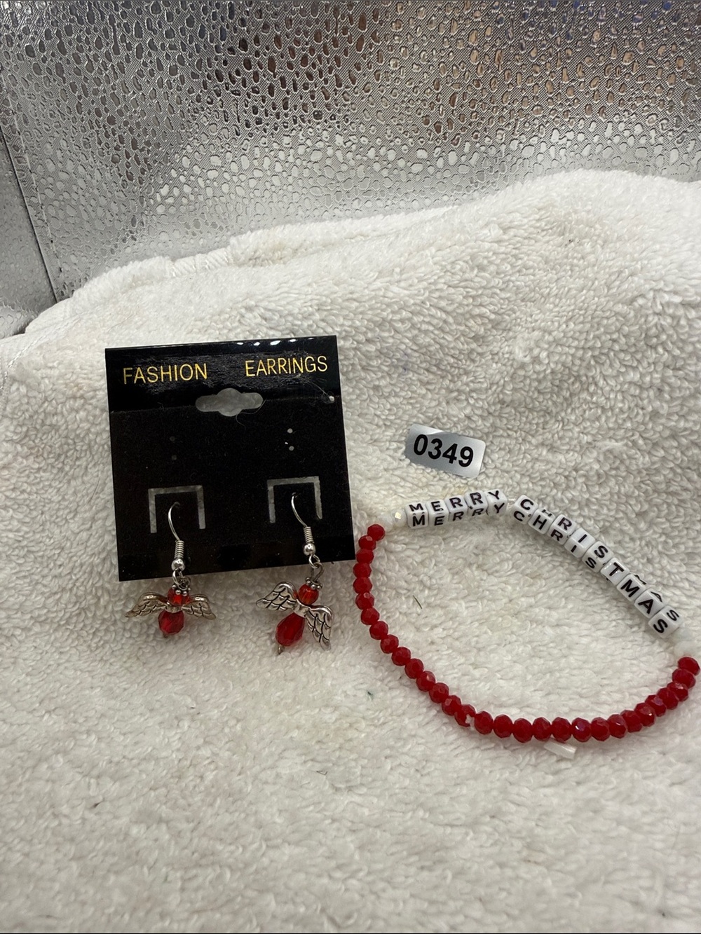 Red Beaded Angel Wing Drop Earrings — Handbeaded bracelet